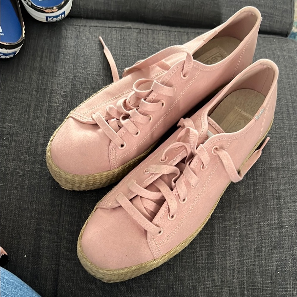 Keds Womens Pink Triple Kick Canvas Jute Sneakes